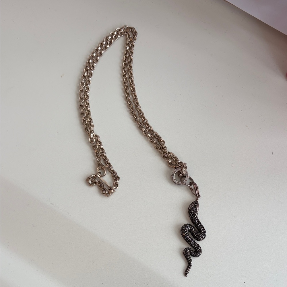 Silver Snake Pendant Necklace